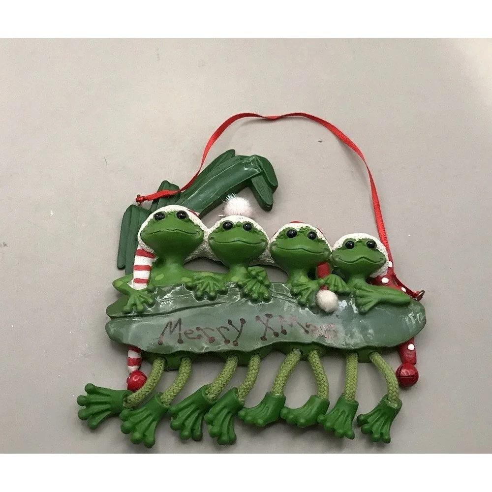 Set Of 4 Christmas Frogs‎ (1 Piece) With Dangling Legs